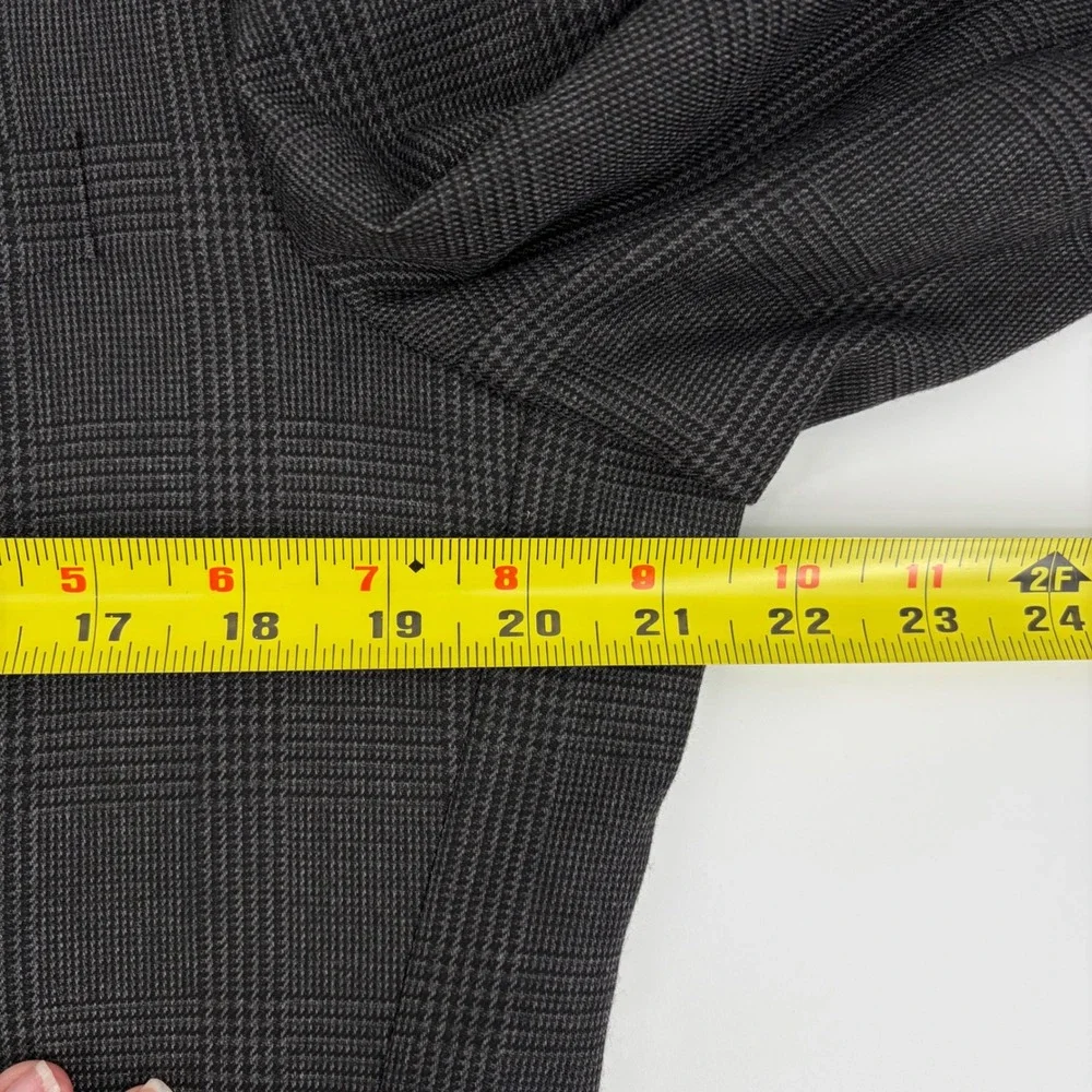 Club Room Mens Sport Coat Grey Glen Plaid Blazer Jacket 40R Elbow Patches